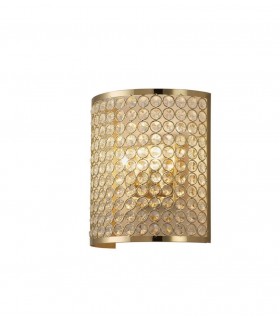 Wall Lamp Rectangle 2 Light French Gold, Crystal - 1
