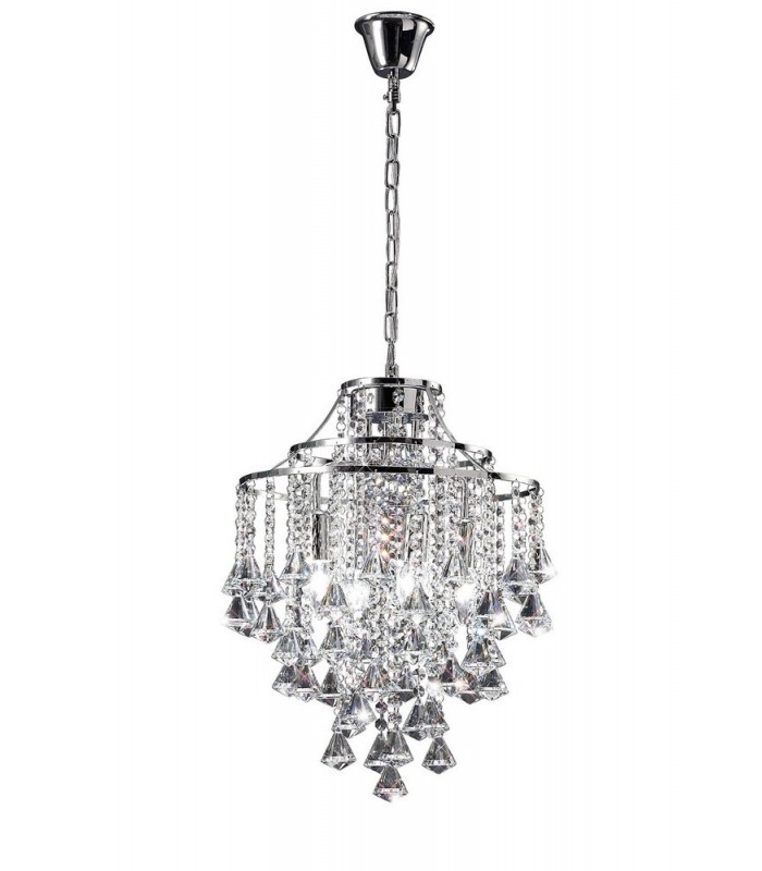 Ceiling Pendant 4 Light Polished Chrome, Crystal - 1