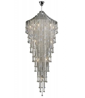Tall Ceiling Cluster Pendant 15 Light Polished Chrome, Crystal - 1