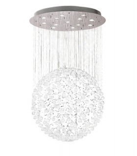 Ceiling Cluster Pendant Large Sphere 13 Light Polished Chrome, Crystal - 1