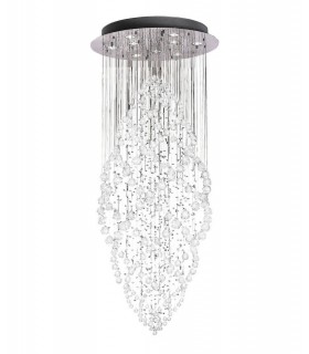 Ceiling Cluster Pendant Oval 9 Light Polished Chrome, Crystal - 1