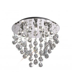 Semi Flush Ceiling Round 5 Light Polished Chrome, Crystal - 1