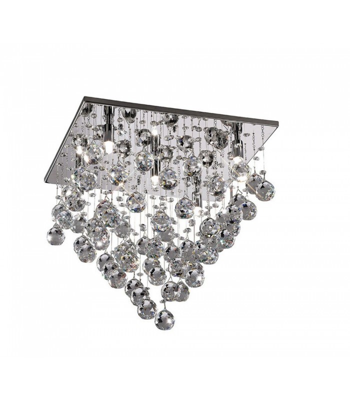 Semi Flush Ceiling Square 5 Light Polished Chrome, Crystal - 1