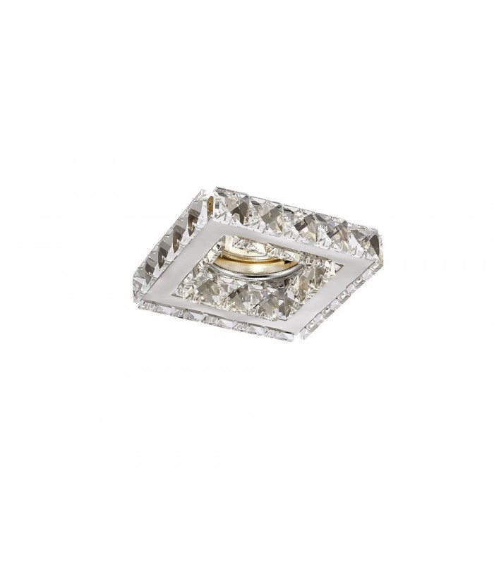 GU10 Square Recessed Downlight Polished Chrome, Crystal - 1