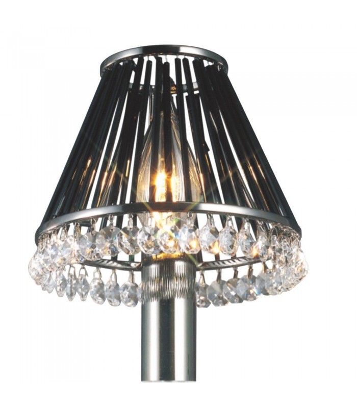 Clip-On Shade with Black Glass Rods Black Chrome, - 1