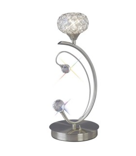 Table Lamp 1 Light Satin Nickel, Crystal - 1