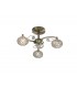 Flush Ceiling 3 Light Antique Brass, Crystal - 1