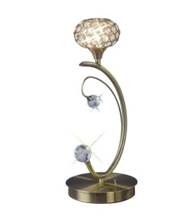 Table Lamp 1 Light Antique Brass, Crystal - 1