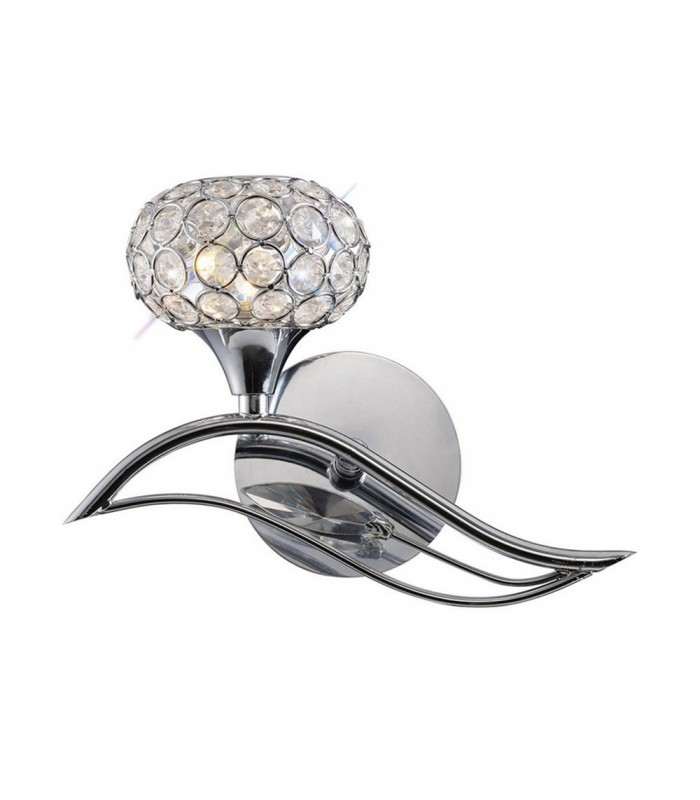 Wall Lamp Switched 1 Light Left Polished Chrome, Crystal - 1