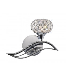 Wall Lamp Switched 1 Light Right Polished Chrome, Crystal - 1