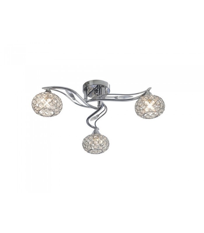 Flush Ceiling 3 Light Polished Chrome, Crystal - 1