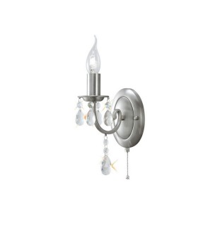 Wall Lamp Switched 1 Candle Light Satin Nickel, Crystal - 1