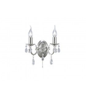 Wall Lamp Switched 2 Candle Light Satin Nickel, Crystal - 1