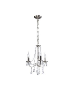 Ceiling Pendant Chandelier 3 Light Satin Nickel, Crystal - 1