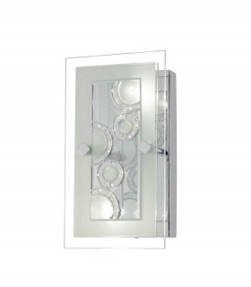 Wall Lamp, Ceiling Rectangle with Circle Pattern 2 Light Polished Chrome, Crystal - 1