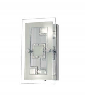 Wall Lamp, Ceiling Rectangle with Square Pattern 2 Light Polished Chrome, Crystal - 1