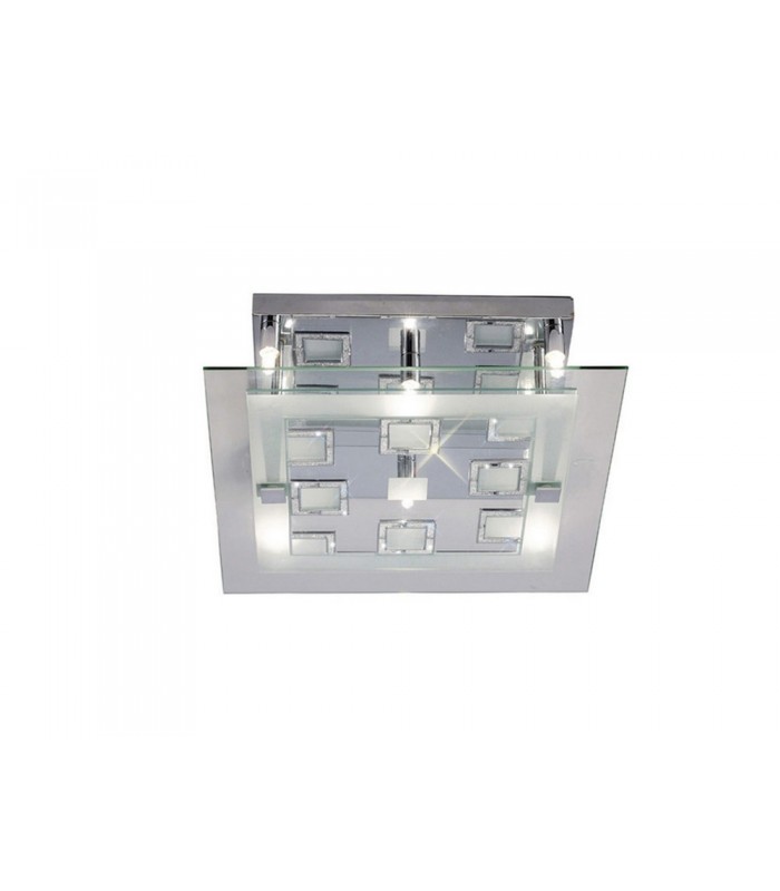 Ceiling Square with Square Pattern 6 Light Polished Chrome, Crystal - 1