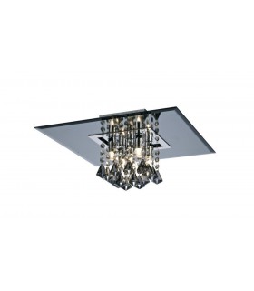 Flush Ceiling Square 5 Light G9 Polished Chrome, Smoked Mirror, Smoked Crystal - 1