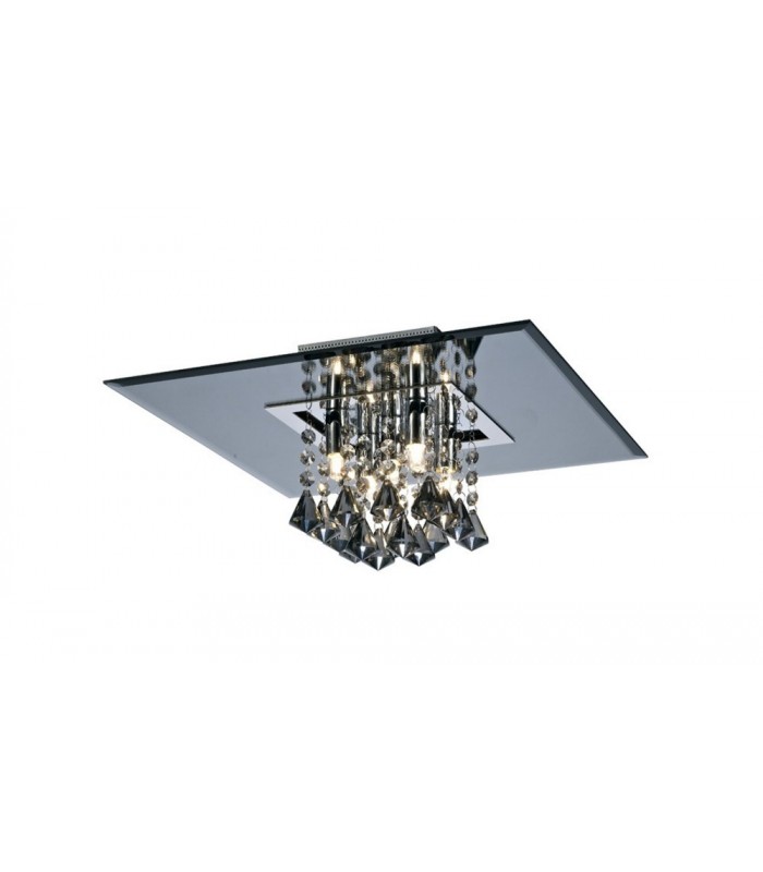 Flush Ceiling Square 5 Light G9 Polished Chrome, Smoked Mirror, Smoked Crystal - 1