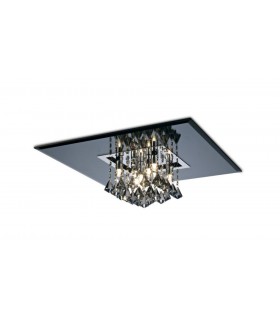 Flush Ceiling Square 8 Light G9 Polished Chrome, Smoked Mirror, Smoked Crystal - 1