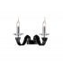 Wall Lamp 2 Candle Light Polished Chrome, Black Faux Leather, Crystal - 1