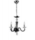 Ceiling Pendant Chandelier 3 Light Polished Chrome, Black Faux Leather, Crystal - 1