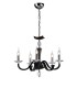 Ceiling Pendant Chandelier 5 Light Polished Chrome, Black Faux Leather, Crystal - 1
