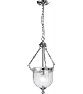 Ceiling Pendant Lantern 1 Light Polished Chrome, Glass - 1