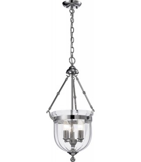 Ceiling Pendant Lantern 3 Light Polished Chrome, Glass - 1