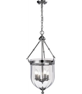 Ceiling Pendant Lantern 4 Light Polished Chrome, Glass - 1