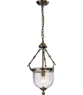 Ceiling Pendant Lantern 1 Light Antique Brass, Glass - 1