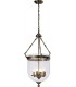 Ceiling Pendant Lantern 4 Light Antique Brass, Glass - 1