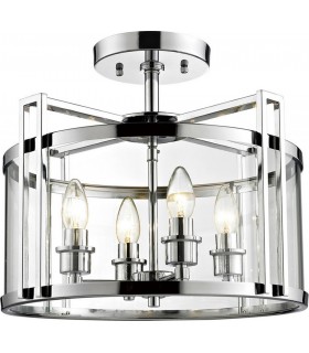 Semi Flush Ceiling 4 Light Polished Chrome, Glass - 1