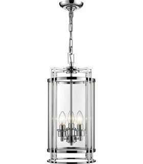 Ceiling Pendant Lantern 3 Light Polished Chrome, Glass - 1