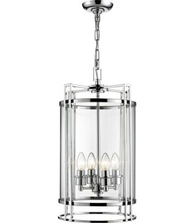 Ceiling Pendant Lantern 4 Light Polished Chrome, Glass - 1