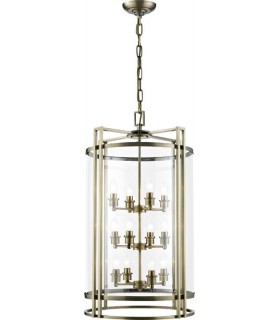 Ceiling Pendant Lantern 12 Light Antique Brass, Glass - 1