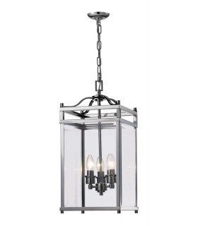 Ceiling Pendant Lantern 3 Light Polished Chrome, Glass - 1