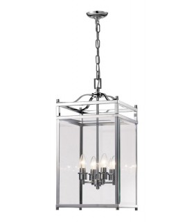 Ceiling Pendant Lantern 4 Light Polished Chrome, Glass - 1