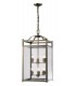 Ceiling Pendant Lantern 6 Light Antique Brass, Glass - 1