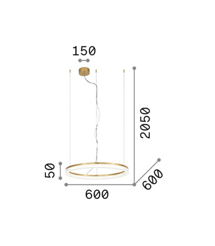 Crown 60cm Integrated LED Pendant Ceiling Light Black 3050lm 3000K-2