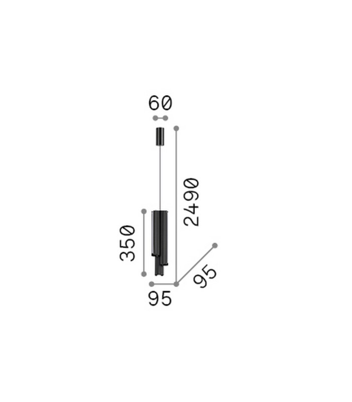 Dorica Slim Pendant Ceiling Light Black 3x LED 2750lm 3000K Dimmable-2