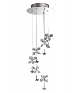 Ceiling Cluster Pendant 6 Light 4000K LED Polished Chrome, Crystal - 1