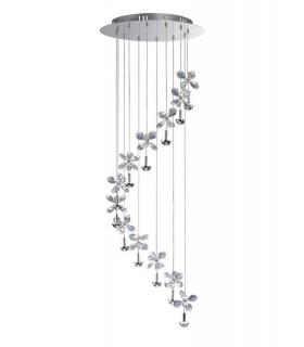Ceiling Cluster Pendant 12 Light 4000K LED Polished Chrome, Crystal - 1