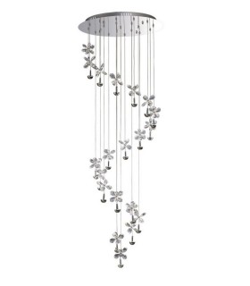 Ceiling Cluster Pendant 20 Light 4000K LED Polished Chrome, Crystal - 1