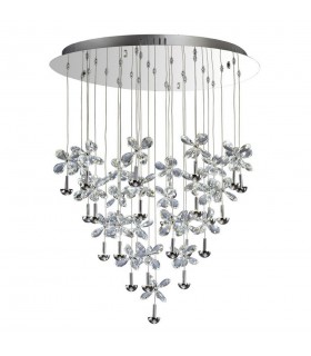 Ceiling Cluster Pendant Round 28 Light 4000K LED Polished Chrome, Crystal - 1