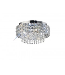 Flush Ceiling Round 4 Light Polished Chrome, Crystal - 1