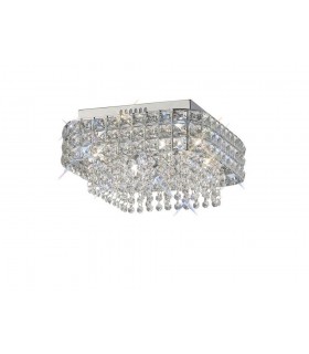Flush Ceiling Square 4 Light Polished Chrome, Crystal - 1