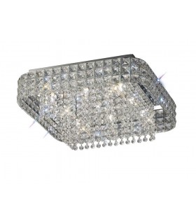 Flush Ceiling Square 9 Light Polished Chrome, Crystal - 1