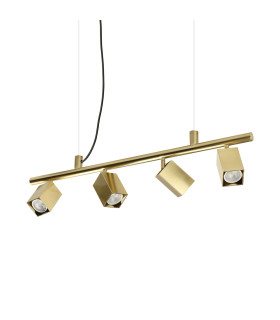 Dynamite Square Bar Pendant Ceiling Light Brass 4x GU10-1
