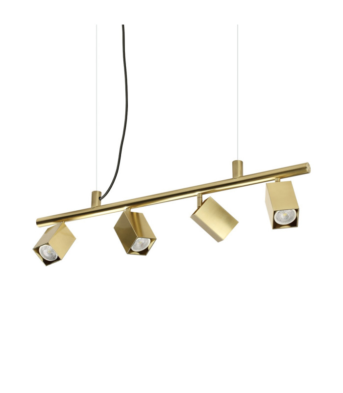 Dynamite Square Bar Pendant Ceiling Light Brass 4x GU10-1